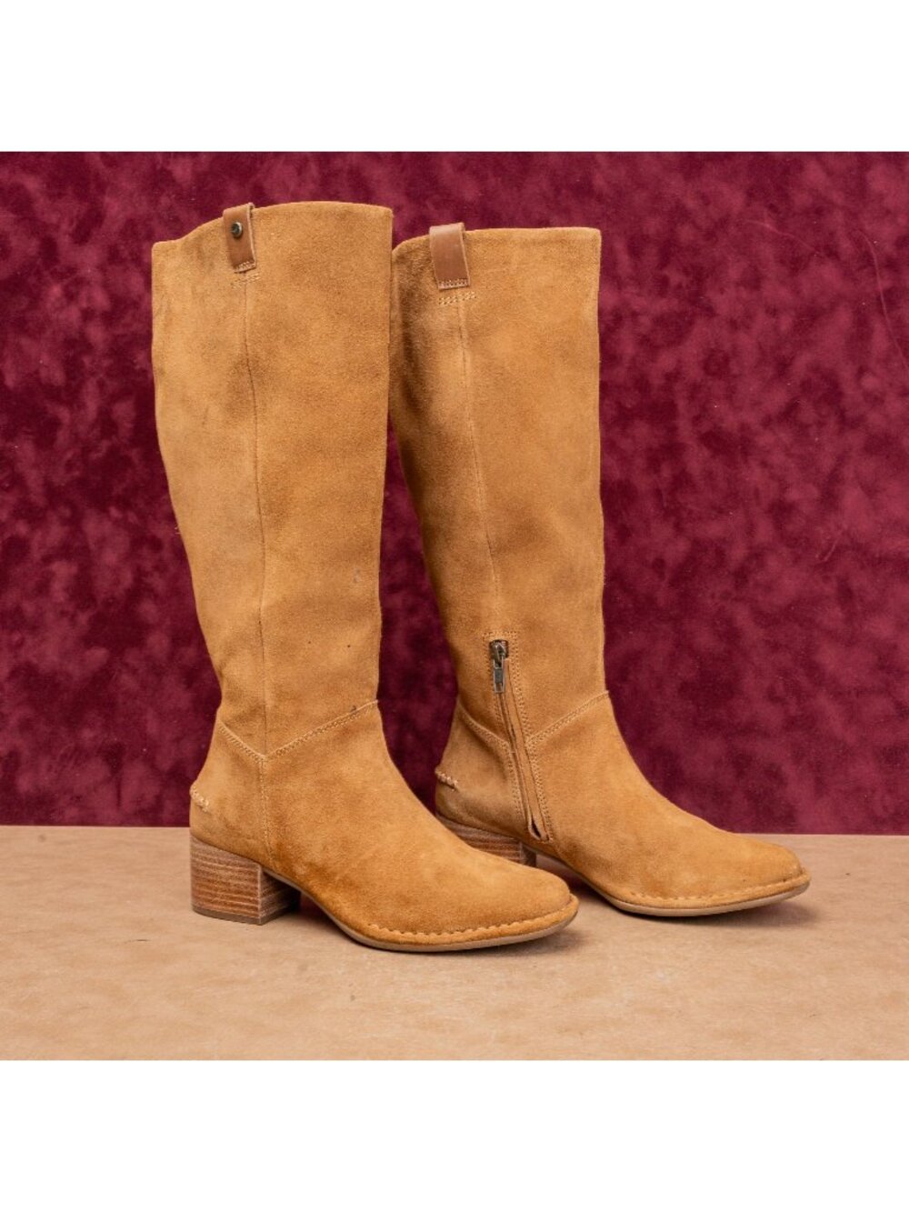 UGG Women Arana Chesnut Suede Western Riding Heel Knee Boots sz 7US EUR38